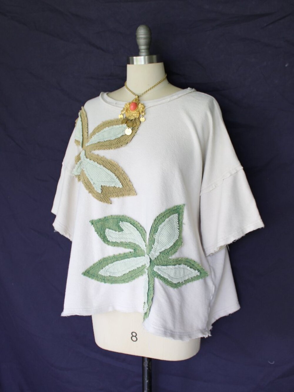 Oli & Hali oversized Flower applique Patchwork patch tunic Top free people S - Picture 4 of 11